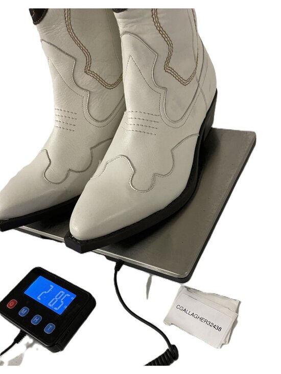 Zara x Barbie Mens Leather Cowboy Boots western EU 43 US 10 White 2095/220 NWOB main image 4